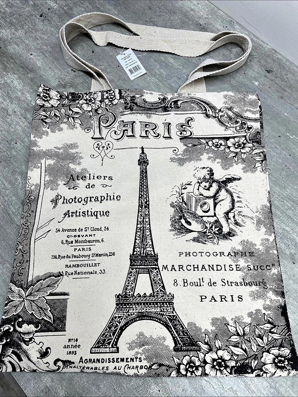 Créations Isaak Paris 1900 Paris Graphic Cotton Tote NWT